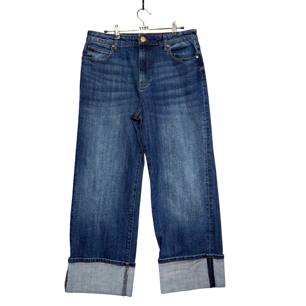 Kut from the Kloth Jeans Womens 8 Blue Sienna Wide Leg High Rise Cuffed Denim